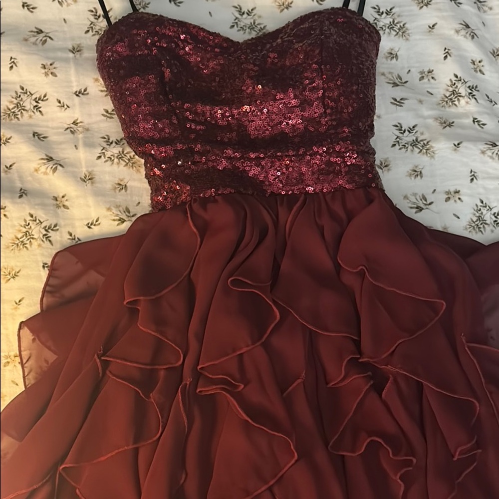 Burgundy red sequin dress